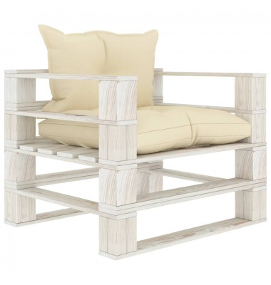 Sodo sofa iš palečių su kreminėmis pagalvėlėmis, mediena - Lauko sofos, lovos - 1