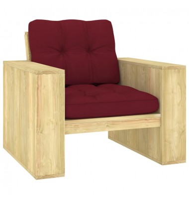  Sodo kėdė su vyno raudonomis pagalvėmis, impregnuota pušis - Lauko kėdės - 1