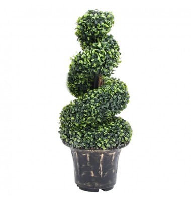  Dirbtinis buksmedis vazone, žalias, 89cm, spiralės formos - Dirbtiniai augalai - 1