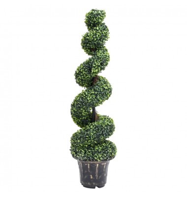  Dirbtinis buksmedis vazone, žalias, 117cm, spiralės formos - Dirbtiniai augalai - 1