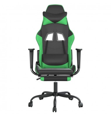  Masažinė žaidimų kėdė su pakoja, juoda ir žalia, dirbtinė oda - Žaidimų kėdės - 4