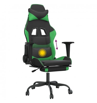  Masažinė žaidimų kėdė su pakoja, juoda ir žalia, dirbtinė oda - Žaidimų kėdės - 8