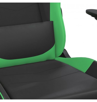  Masažinė žaidimų kėdė su pakoja, juoda ir žalia, dirbtinė oda - Žaidimų kėdės - 9