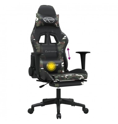  Masažinė žaidimų kėdė, juoda/kamufliažinė, dirbtinė oda - Žaidimų kėdės - 8