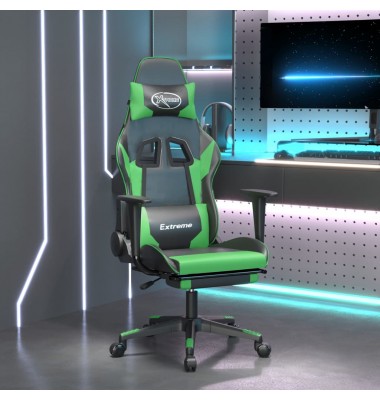  Žaidimų kėdė su pakoja, juoda ir žalia, dirbtinė oda - Žaidimų kėdės - 1