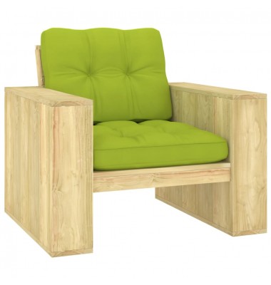  Sodo kėdė su šviesiai žaliomis pagalvėmis, impregnuota pušis - Lauko kėdės - 1