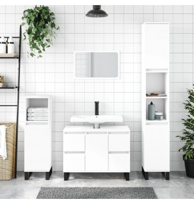  Vonios kambario spintelė, balta, 80x33x60cm, apdirbta mediena - Vonios spintelės, veidrodžiai - 1