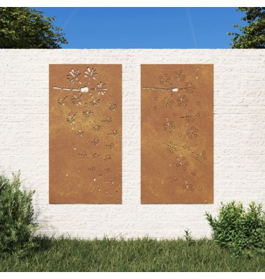  Sodo sienos dekoracija, 2 dalių, 105x55cm, corten plienas - Meno kūriniai - 1