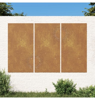  Sodo sienos dekoracija, 3 dalių, 105x55cm, corten plienas - Meno kūriniai - 1