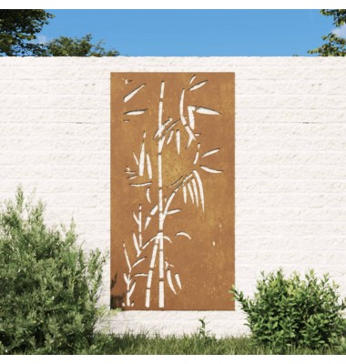  Sodo sienos dekoracija, 105x55cm, corten plienas, bambukas - Meno kūriniai - 1