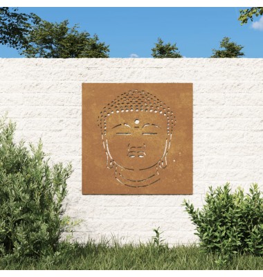  Sodo sienos dekoracija, 55x55cm, corten plienas, Budos galva - Meno kūriniai - 1