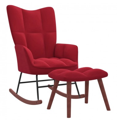  Supama kėdė su pakoja, raudonojo vyno spalvos, aksomas - Supamos kėdės - 1