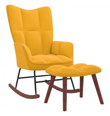  Supama kėdė su pakoja, garstyčių geltonos spalvos, aksomas - Supamos kėdės - 1