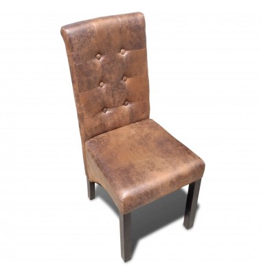  Valgomojo kėdės, 6vnt., rudos, dirbtinė oda - Valgomojo Kėdės - 2