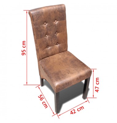  Valgomojo kėdės, 6vnt., rudos, dirbtinė oda - Valgomojo Kėdės - 6