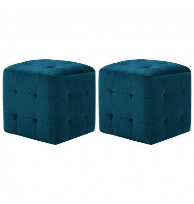  Pufai, 2 vnt., mėlynos spalvos, 30x30x30 cm, aksomas (249016) - Pufai, pakojos - 1