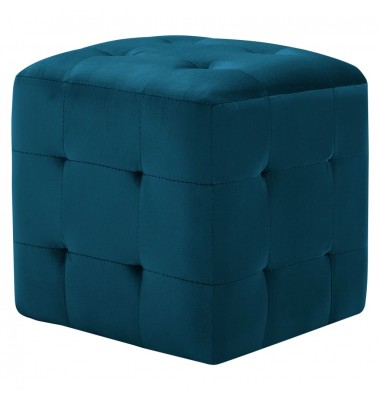  Pufai, 2 vnt., mėlynos spalvos, 30x30x30 cm, aksomas (249016) - Pufai, pakojos - 2