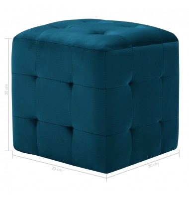 Pufai, 2 vnt., mėlynos spalvos, 30x30x30 cm, aksomas (249016) - Pufai, pakojos - 6