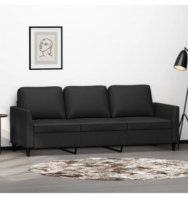  Trivietė sofa, juodos spalvos, 180cm, dirbtinė oda - Sofos, sofos-lovos - 1