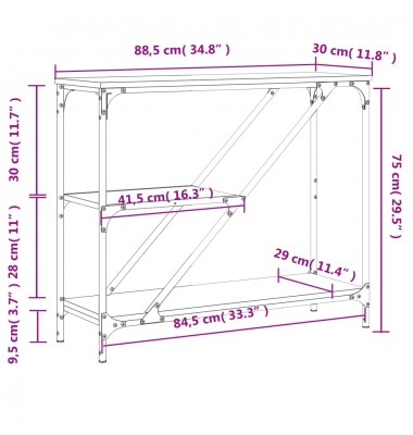  Konsolinis staliukas, juodas, 88,5x30x75cm, apdirbta mediena - Žurnaliniai staliukai - 9
