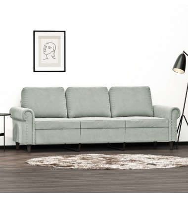  Trivietė sofa, šviesiai pilkos spalvos, 180cm, aksomas - Sofos, sofos-lovos - 1