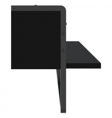  Sieninė lentyna su skersiniu, juodos spalvos, 100x25x30cm - Pakabinamos lentynos, spintelės - 5