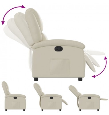  Atlošiamas krėslas, kreminės spalvos, dirbtinė oda - Foteliai, krėslai - 6