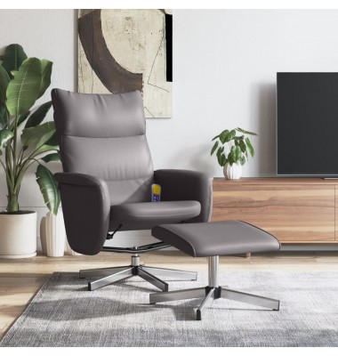  Atlošiama masažinė kėdė su pakoja, pilkos spalvos, dirbtinė oda - Foteliai, krėslai - 1