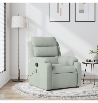  Atlošiamas masažinis krėslas, šviesiai pilkos spalvos, aksomas - Foteliai, krėslai - 1