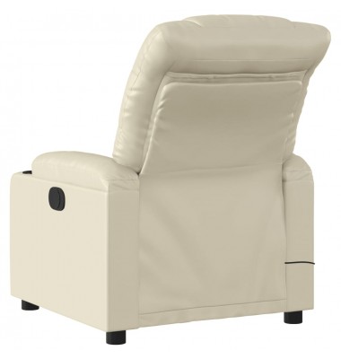  Atlošiamas masažinis krėslas, kreminės spalvos, dirbtinė oda - Foteliai, krėslai - 4