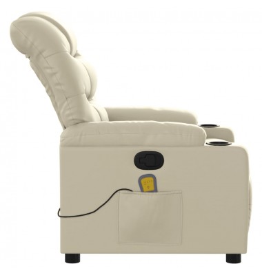  Atlošiamas masažinis krėslas, kreminės spalvos, dirbtinė oda - Foteliai, krėslai - 8