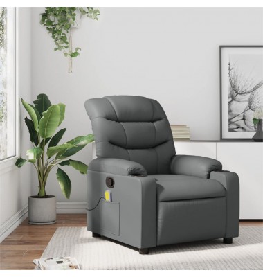  Atlošiamas masažinis krėslas, pilkos spalvos, dirbtinė oda - Foteliai, krėslai - 1