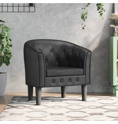  Krėslas, juodos spalvos, dirbtinė oda - Foteliai, krėslai - 1