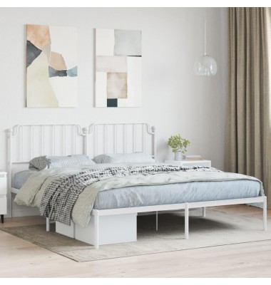  Metalinis lovos rėmas su galvūgaliu, baltos spalvos, 160x200cm - Lovos - 1