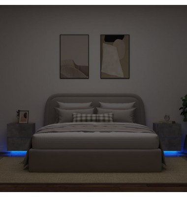  Naktinės spintelės su LED lemputėmis, 2vnt., betono, mediena - Naktinės spintelės - 1