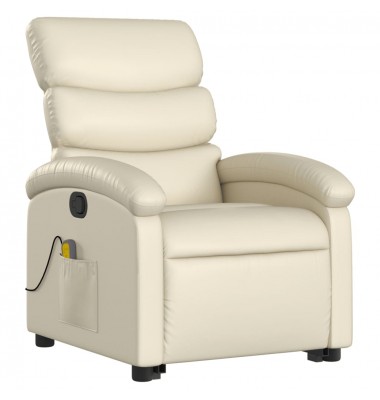  Atsistojantis masažinis krėslas, kreminis, dirbtinė oda - Foteliai, krėslai - 3