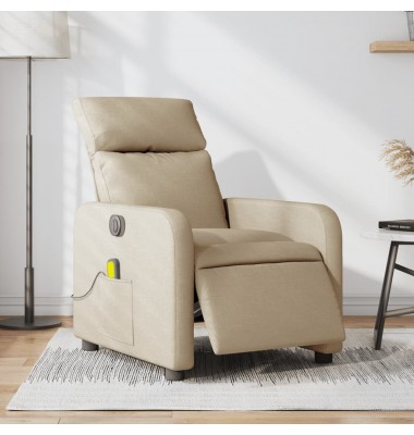  Elektrinis atlošiamas masažinis krėslas, kreminis, audinys - Foteliai, krėslai - 1