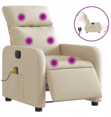  Elektrinis atlošiamas masažinis krėslas, kreminis, audinys - Foteliai, krėslai - 2