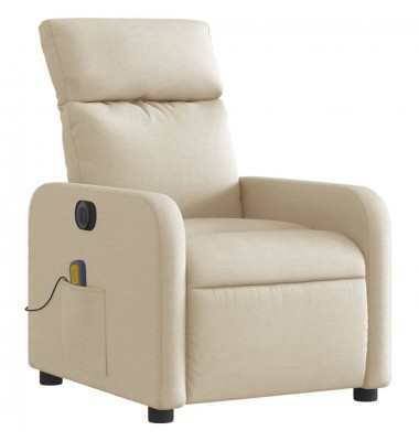  Elektrinis atlošiamas masažinis krėslas, kreminis, audinys - Foteliai, krėslai - 3