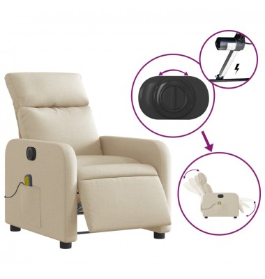  Elektrinis atlošiamas masažinis krėslas, kreminis, audinys - Foteliai, krėslai - 5