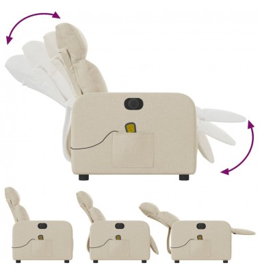 Elektrinis atlošiamas masažinis krėslas, kreminis, audinys - Foteliai, krėslai - 6