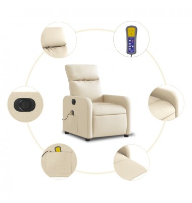  Elektrinis atlošiamas masažinis krėslas, kreminis, audinys - Foteliai, krėslai - 7