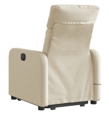  Atsistojantis atlošiamas masažinis krėslas, kreminis, audinys - Foteliai, krėslai - 4