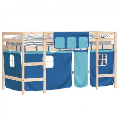 Aukšta vaikiška lova su užuolaidomis, mėlyna, 90x190cm, pušis - Lovos - 3
