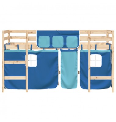 Aukšta vaikiška lova su užuolaidomis, mėlyna, 90x190cm, pušis - Lovos - 5