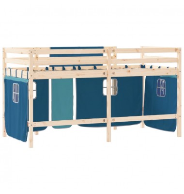 Aukšta vaikiška lova su užuolaidomis, mėlyna, 90x190cm, pušis - Lovos - 7