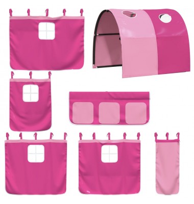 Aukšta vaikiška lova su tuneliu, rožinė, 90x190cm, pušis - Lovos - 9