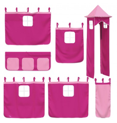 Aukšta vaikiška lova su bokštu, rožinė, 90x200cm, pušis - Lovos - 9