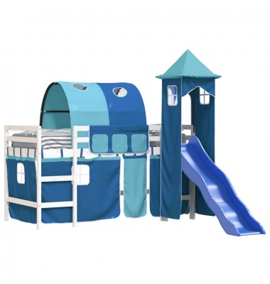 Aukšta vaikiška lova su bokštu, mėlyna, 80x200cm, pušis - Lovos - 3