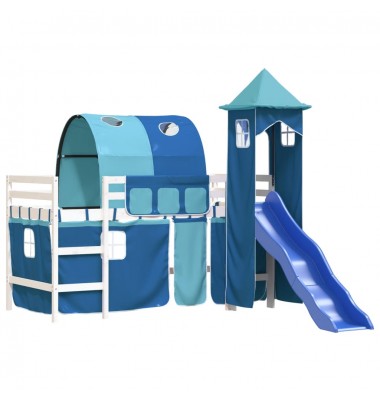 Aukšta vaikiška lova su bokštu, mėlyna, 80x200cm, pušis - Lovos - 4